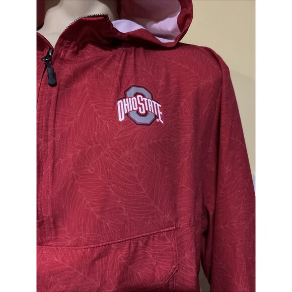 NEW Ohio State Buckeyes Colosseum Red 1/2 Zip Hooded Anorak Jacket Palms Men's L - Picture 4 of 12